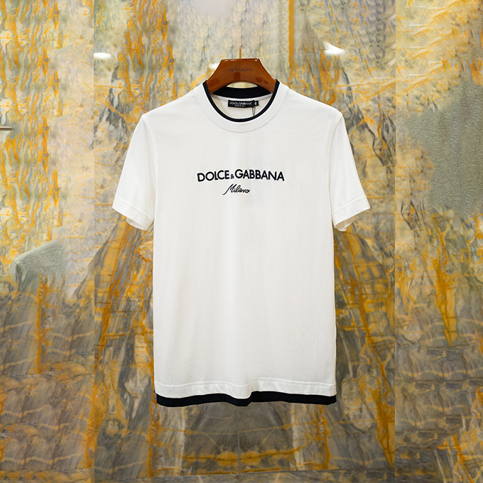 dolce gabbana embroidered logo cotton t-shirt